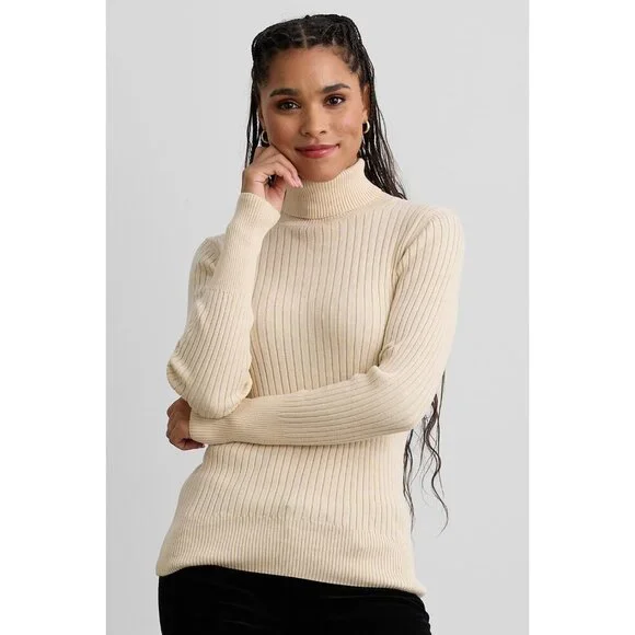 Women’s Organic Cotton Ribbed Turtleneck Sweater Small Fair Trade